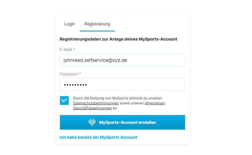 Bild Website, Login Selfservice