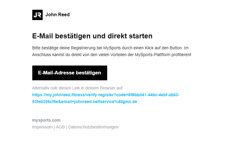 Bild Website, E-Mail bestätigen